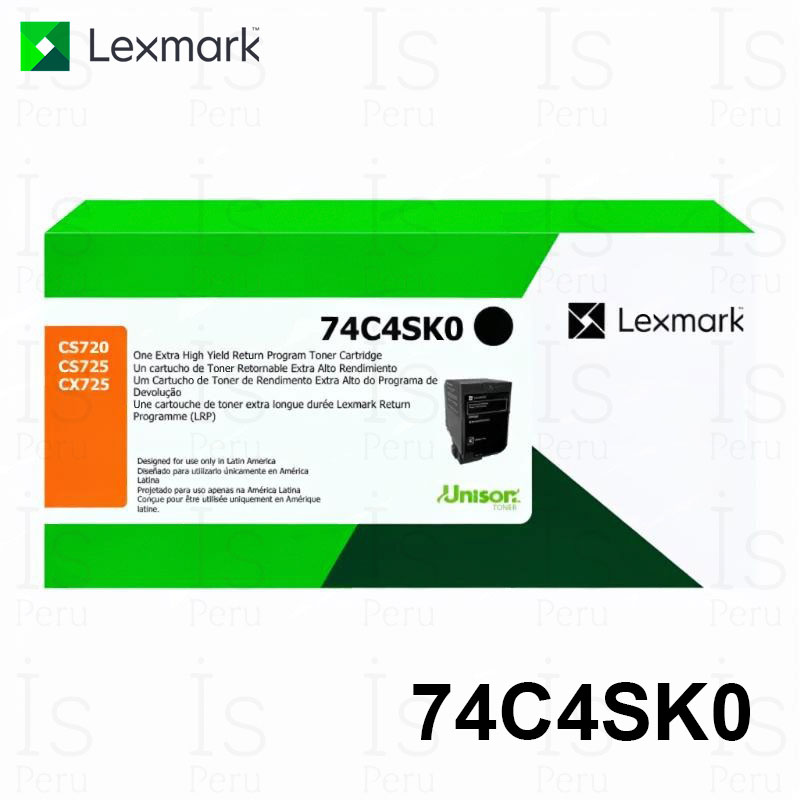 Toner Lexmark 74C4SK0 Negro Original Tóner Lexmark 74C4SK0 Negro Original