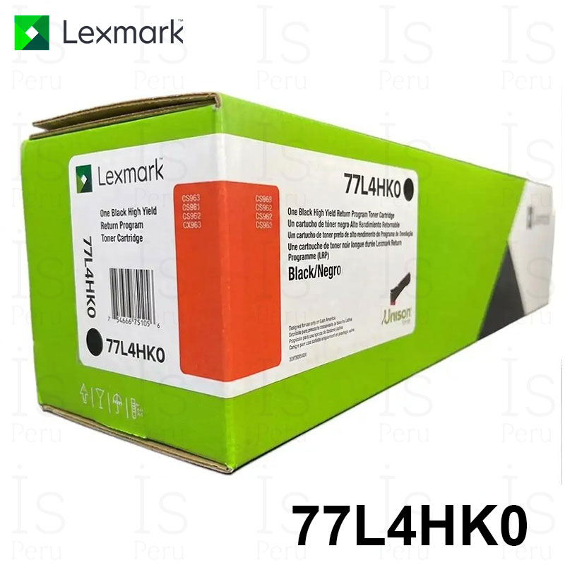 Toner Lexmark 77L4HK0 Negro Original Tóner Lexmark 77L4HK0 Negro Original